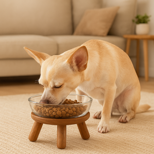 Modern Glass Elevated Pet Bowl