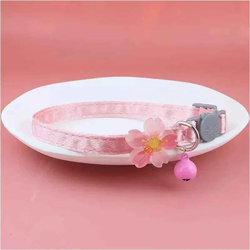 Pet Collar Pink Lace Bow Hanging Bead Cat Choker Bell - Stylish Cat Collar with Bell