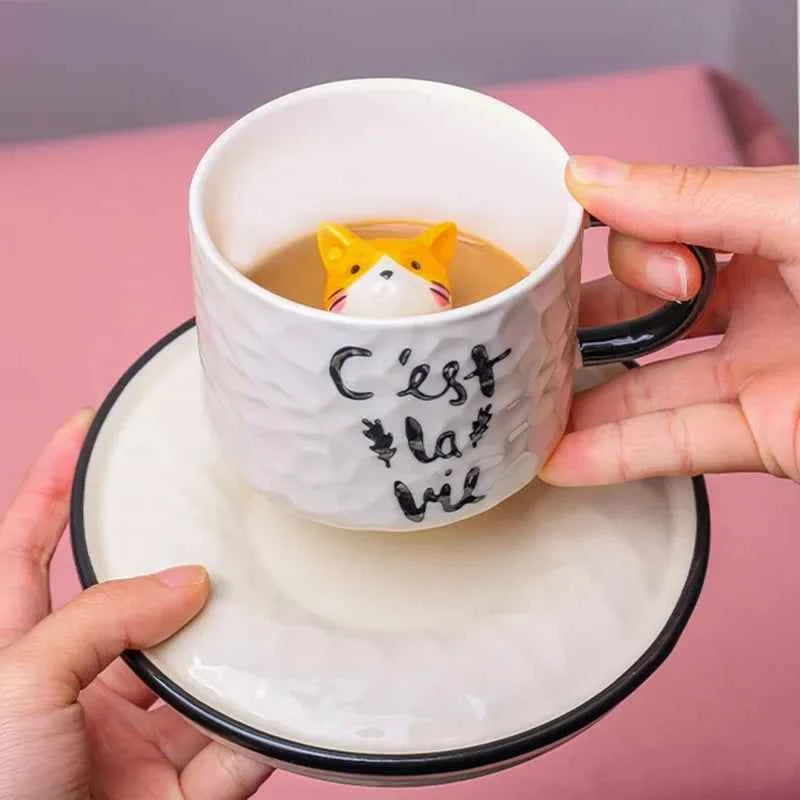 Cute Kitten Ceramic Cat Claw Cup