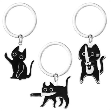Cute Black Cat Cool Stuff Keychain