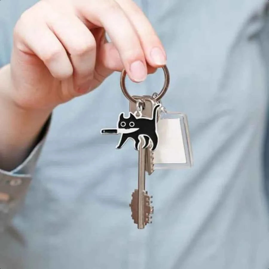 Cute Black Cat Cool Stuff Keychain