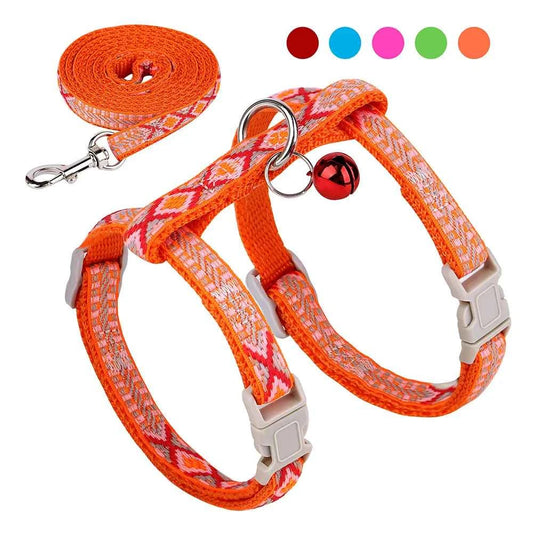 Nylon Cat Harness Vest Leash for Comfortable and Safe Outdoor Adventures