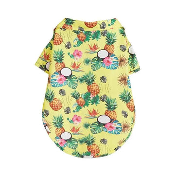 Short Sleeve Pineapple Palm Print Pet Shirt for Stylish Dogs and Cats