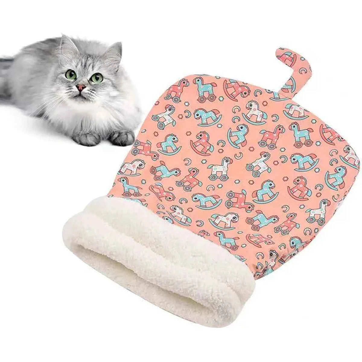 Fluffy Feel Thickened Warm Cat Sleeping Bag for Ultimate Comfort
