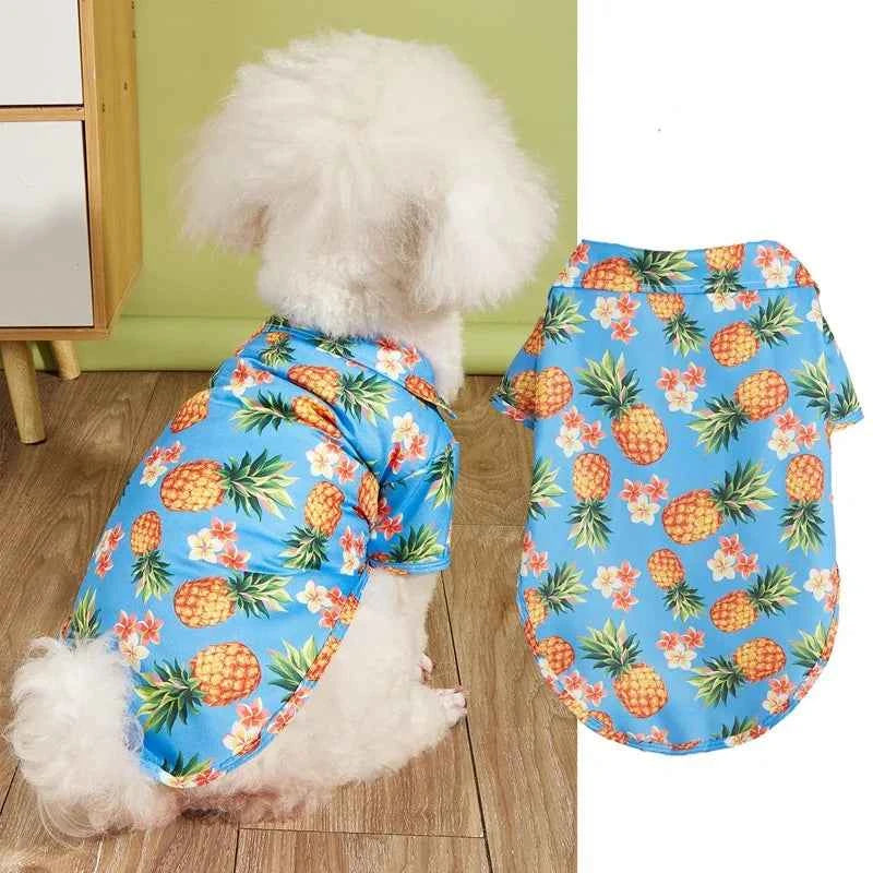 Short Sleeve Pineapple Palm Print Pet Shirt for Stylish Dogs and Cats