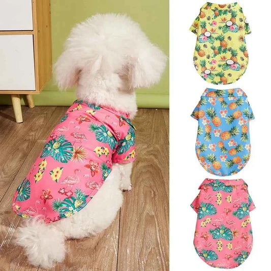 Short Sleeve Pineapple Palm Print Pet Shirt for Stylish Dogs and Cats