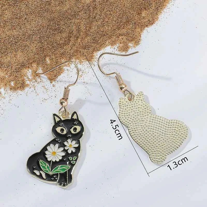 Black Dog Cat Paw Drop Earring