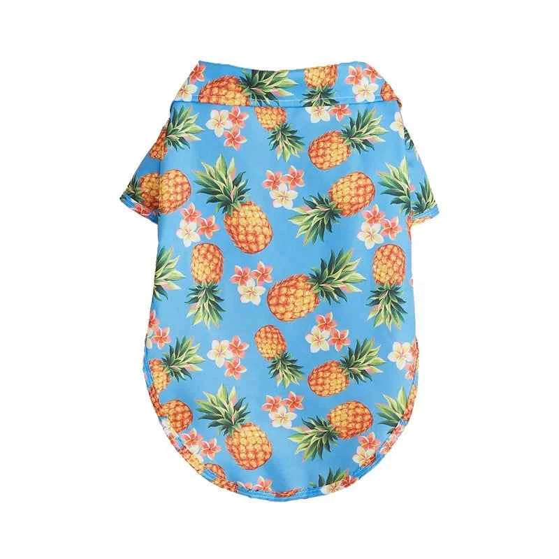 Short Sleeve Pineapple Palm Print Pet Shirt for Stylish Dogs and Cats