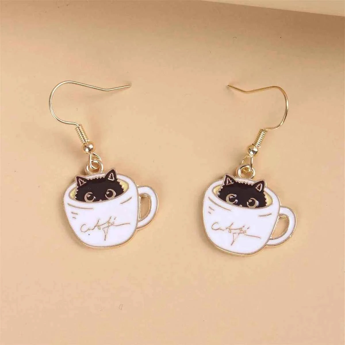Black Dog Cat Paw Drop Earring